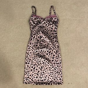 Leopard dress with purple lace